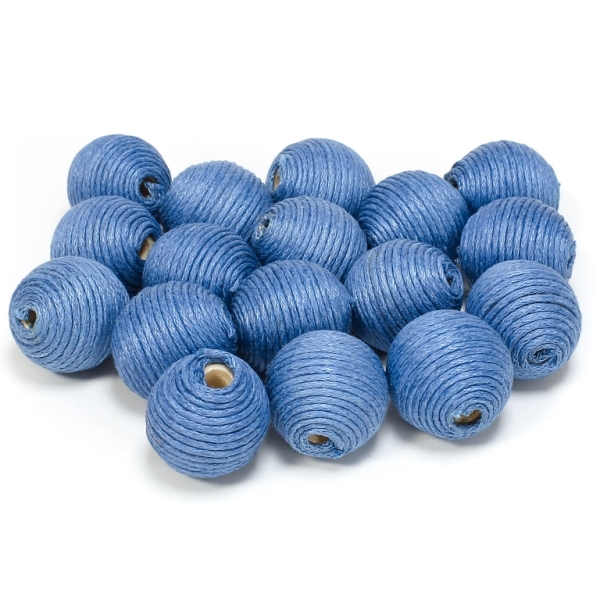 BALL WITH THREAD - COTTON - 18mm - BLUE 213 - 5pcs. Hole-3.5mm