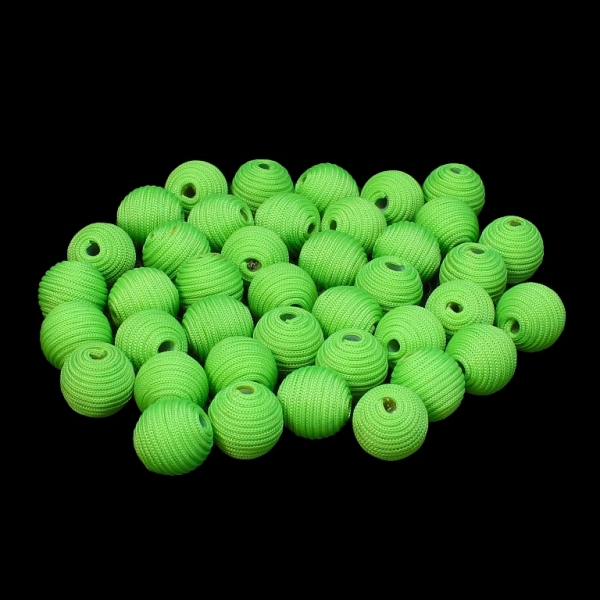 BALL WITH THREAD - POLYESTER GSM - 10mm - GREEN ELECTRICAL - PACKAGE 100pcs. Hole-2.5mm