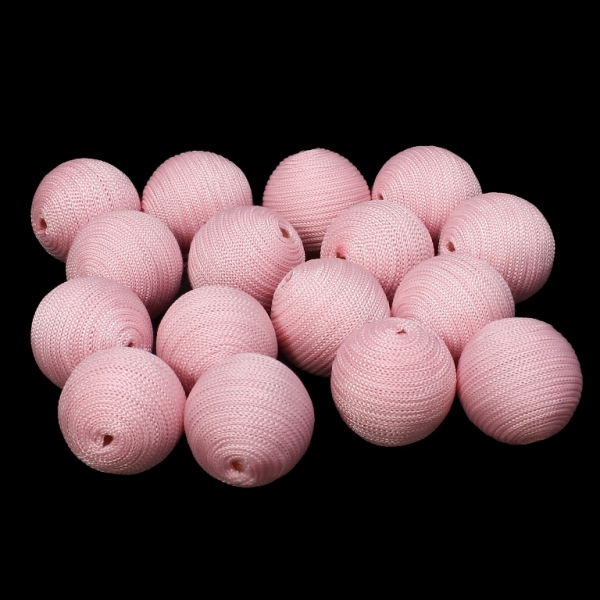 BALL WITH THREAD - POLYESTER GSM - 18mm - PINK - PACKAGE 50pcs. Hole-3.0mm