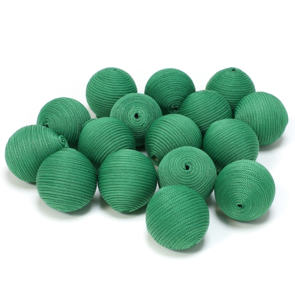 BALL WITH THREAD - POLYESTER GSM - 20mm - GREEN GRASSY - 5pcs. Hole-2.5mm