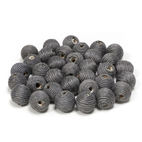 BALL WITH THREAD - COTTON - 12mm - GRAY (DARK) 319А - 10pcs. Hole-3.0mm