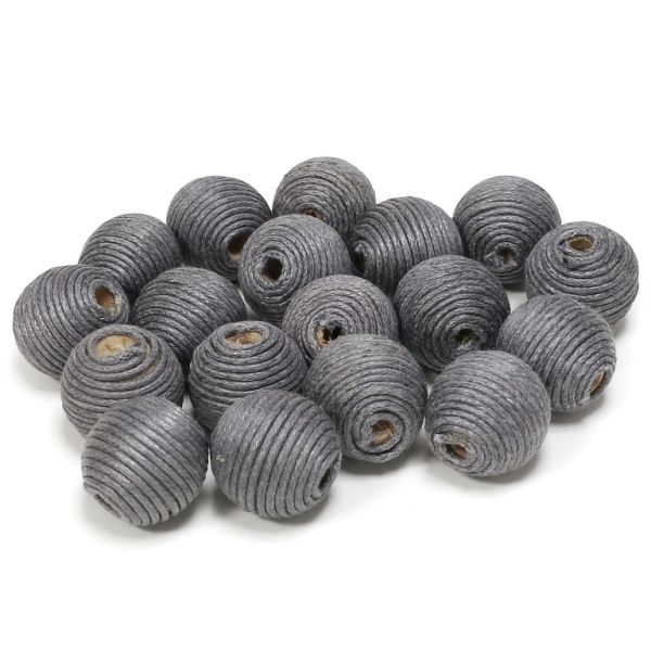 BALL WITH THREAD - COTTON - 16mm - GRAY (DARK) 319 В - 10pcs. Hole-4.0mm