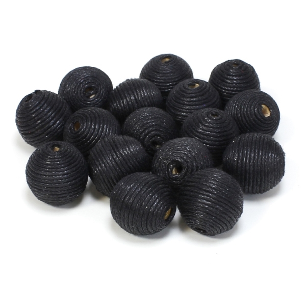 BALL WITH THREAD - COTTON - 18mm - BLACK 332 - 5pcs. Hole-3.8mm