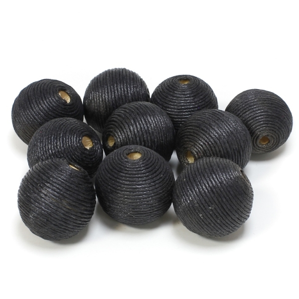 BALL WITH THREAD - COTTON - 25mm - BLACK 332 - 3pcs. Hole-5.0mm