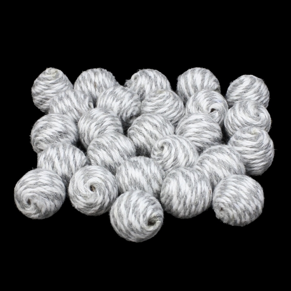 BALL WITH THREAD - COTTON MULTICOLORED - 14mm - WHITE AND GRAY (LIGHT) - 10pcs. Hole-3.0mm