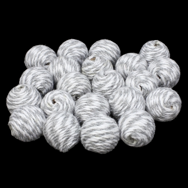 BALL WITH THREAD - COTTON MULTICOLORED - 16mm - WHITE AND GRAY (LIGHT) - 10pcs. Hole-4.0mm