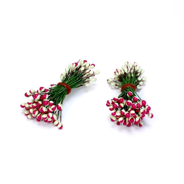 MATERIALS FOR CRAFT AND DECORATION - STAMENS - MODEL 03 - CYCLAMEN WITH YELLOW AND GREEN - PACKAGE (6x50pcs.)