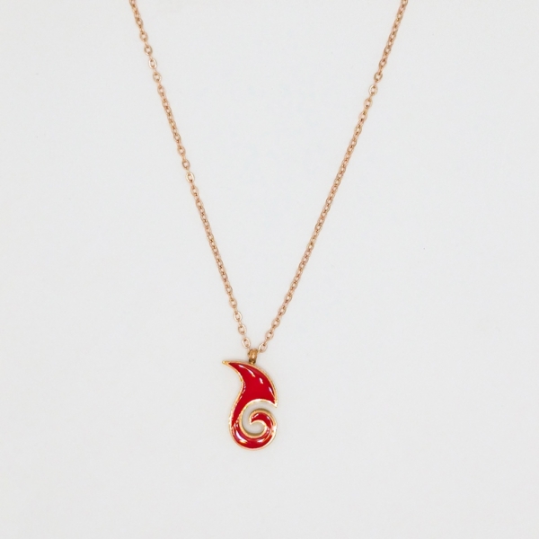 JEWELRY - NECKLACE - STAINLESS STEEL - FIRE OF NE ZHA К043 - 1.1x1.5cm ROSE GOLD AND RED - 1pc.