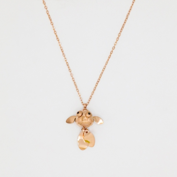 JEWELRY - NECKLACE - STAINLESS STEEL - FISH К052 - 2.0x2.5cm ROSE GOLD - 1pc.