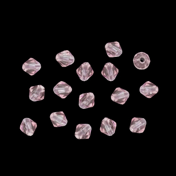 TRANSPARENT PLASTIC BEADS - BICONES 01 - 5x5mm CYCLAMEN PINK (LIGHT) V06 - PACKAGE 500g Hole-1.3mm (11000pcs.)