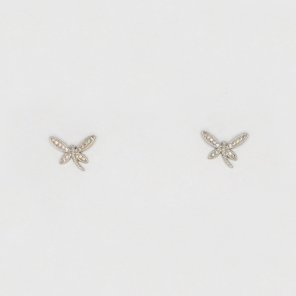 JEWELRY - EARRINGS - SCREW - ZIRCON - DRAGONFLY Е240 - 1.5x1.0cm NICKEL - 1 pair