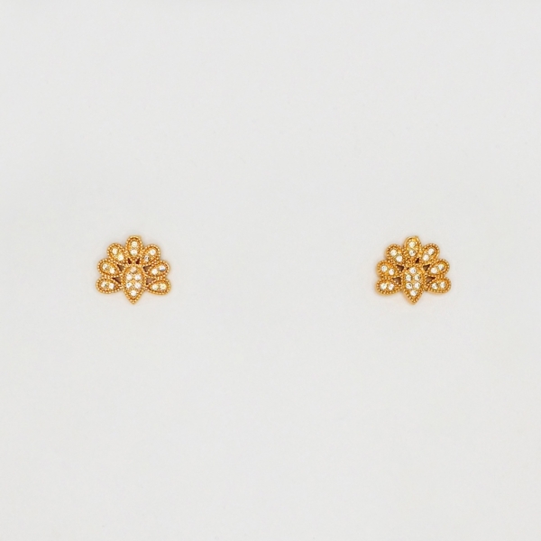 JEWELRY - EARRINGS - SCREW - ZIRCON - Е225 - 1.4x1.2cm ROSE GOLD - 1 pair