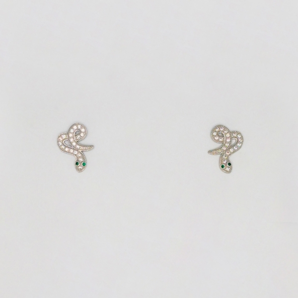 JEWELRY - EARRINGS - SCREW - ZIRCON - SNAKE Е244 - 1.1x1.5cm NICKEL - 1 pair