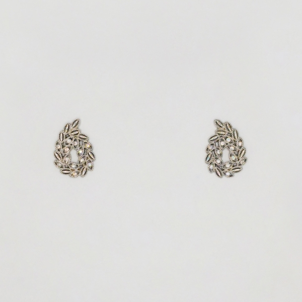 JEWELRY - EARRINGS - SCREW - ZIRCON - BRANCH Е226 - 1.3x1.8cm NICKEL - 1 pair