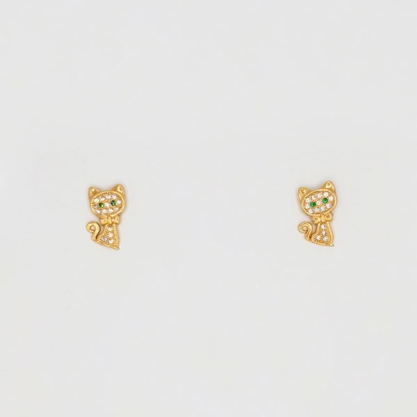 JEWELRY - EARRINGS - SCREW - ZIRCON - CAT Е231 - 0.9x1.5cm ROSE GOLD - 1 pair