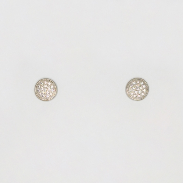 JEWELRY - EARRINGS - SCREW - ZIRCON - CIRCLE Е251 - 1.2x1.2cm NICKEL - 1 pair