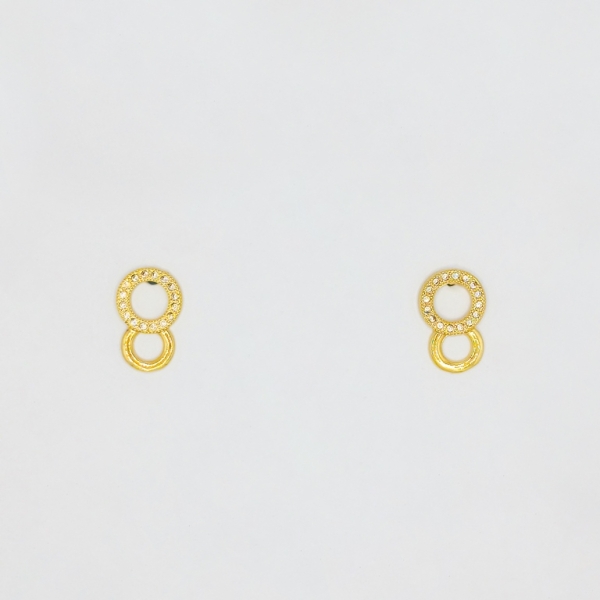 JEWELRY - EARRINGS - SCREW - ZIRCON - CIRCLES Е210 - 1.1x1.6cm GOLD - 1 pair