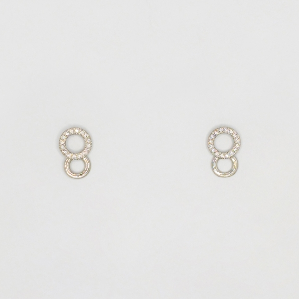 JEWELRY - EARRINGS - SCREW - ZIRCON - CIRCLES Е210 - 1.1x1.6cm NICKEL - 1 pair