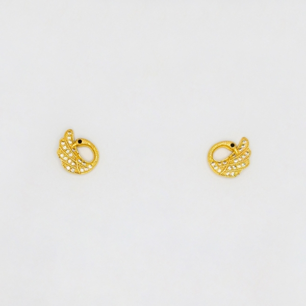 JEWELRY - EARRINGS - SCREW - ZIRCON - SWAN Е206 - 1.3x1.3cm GOLD - 1 pair