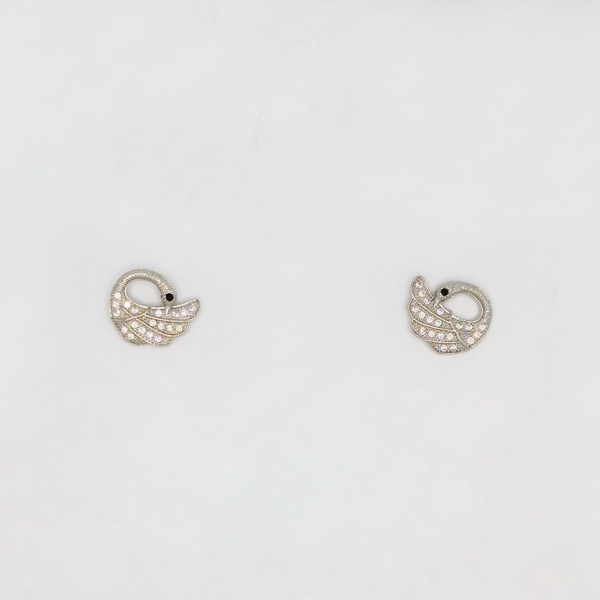 JEWELRY - EARRINGS - SCREW - ZIRCON - SWAN Е206 - 1.3x1.3cm NICKEL - 1 pair