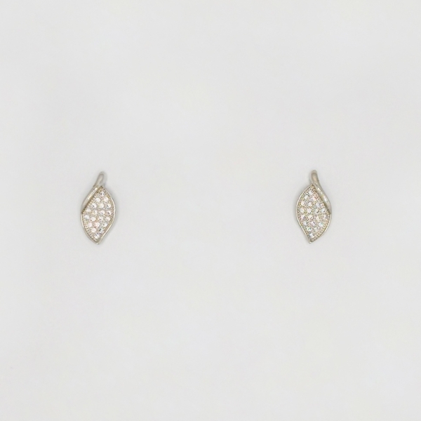 JEWELRY - EARRINGS - SCREW - ZIRCON - LEAF Е259 - 0.8x1.6cm NICKEL - 1 pair