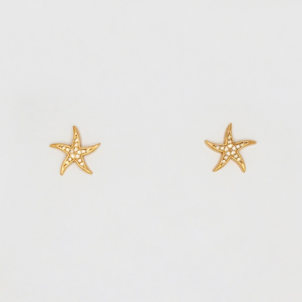 JEWELRY - EARRINGS - SCREW - ZIRCON - STARFISH Е222 - 1.6x1.6cm ROSE GOLD - 1 pair