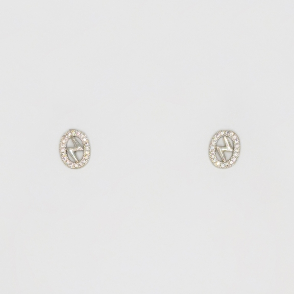 JEWELRY - EARRINGS - SCREW - ZIRCON - OVAL Е253 - 1.0x1.3cm NICKEL - 1 pair