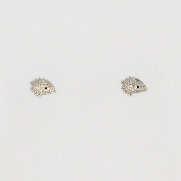 JEWELRY - EARRINGS - SCREW - ZIRCON - EYE Е257 - 1.4x1.0cm NICKEL - 1 pair