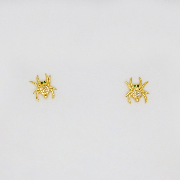 JEWELRY - EARRINGS - SCREW - ZIRCON - SPIDER Е199 - 1.5x1.9cm GOLD - 1 pair