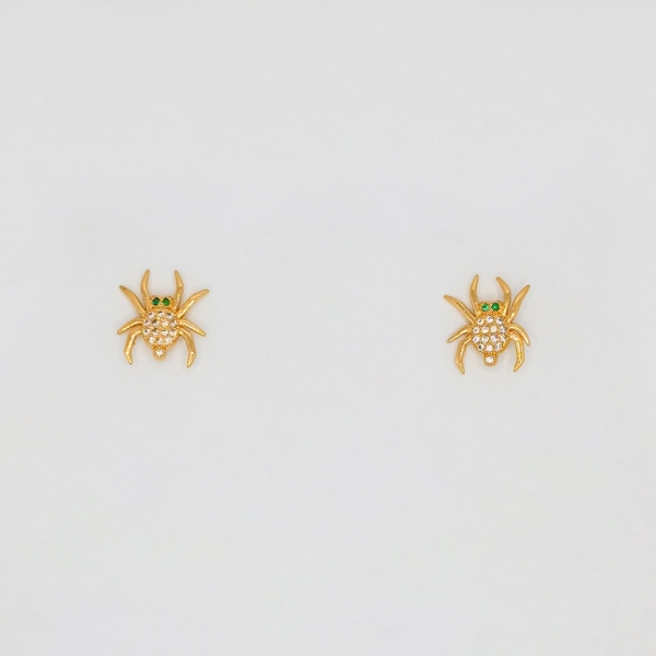 JEWELRY - EARRINGS - SCREW - ZIRCON - SPIDER Е199 - 1.5x1.9cm ROSE GOLD - 1 pair