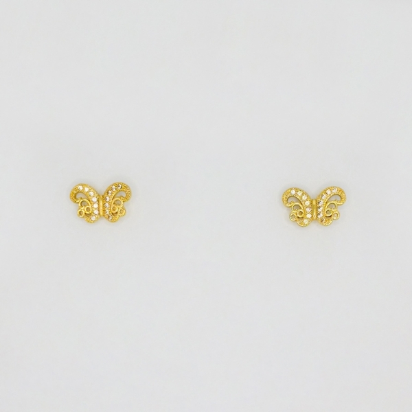 JEWELRY - EARRINGS - SCREW - ZIRCON - BUTTERFLY Е195 - 1.5x0.9cm GOLD - 1 pair