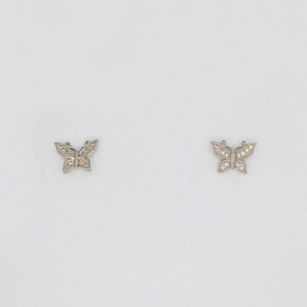 JEWELRY - EARRINGS - SCREW - ZIRCON - BUTTERFLY Е196 - 1.5x1.0cm NICKEL - 1 pair