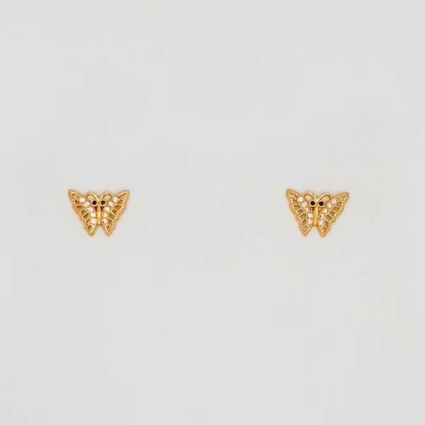 JEWELRY - EARRINGS - SCREW - ZIRCON - BUTTERFLY Е234 - 1.4x1.0cm ROSE GOLD - 1 pair