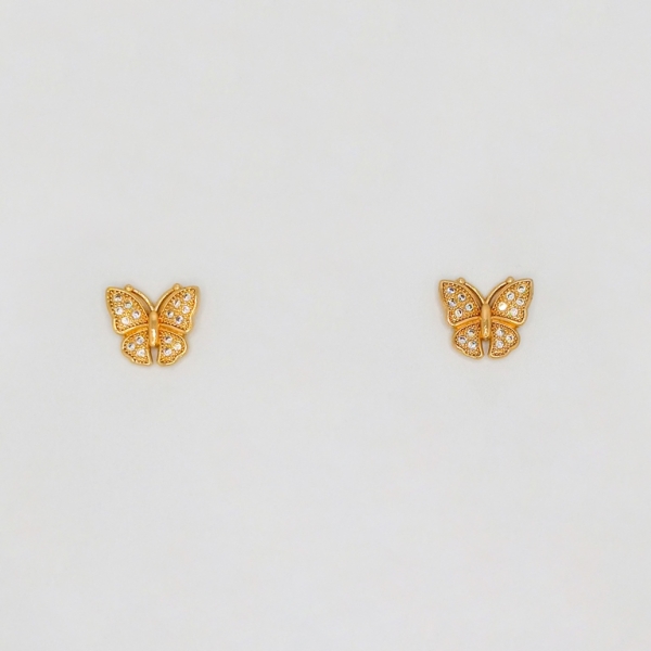 JEWELRY - EARRINGS - SCREW - ZIRCON - BUTTERFLY Е235 - 1.3x1.3cm ROSE GOLD - 1 pair