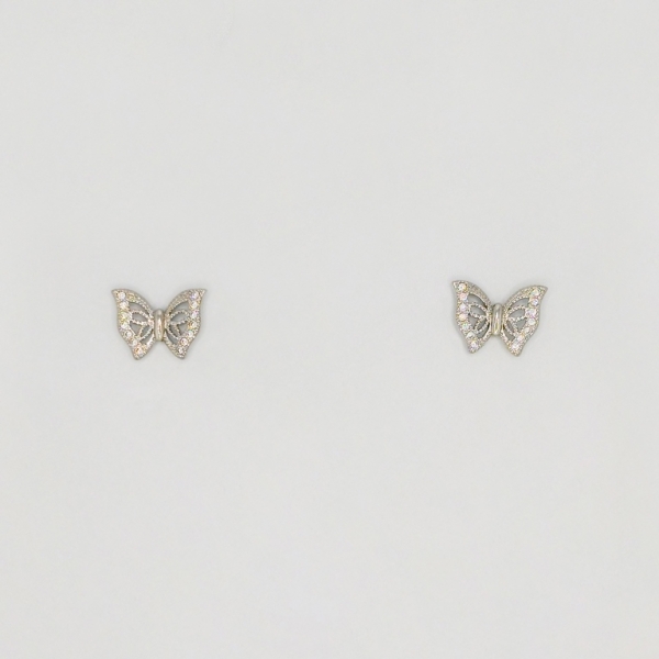 JEWELRY - EARRINGS - SCREW - ZIRCON - BUTTERFLY Е236 - 1.4x1.0cm NICKEL - 1 pair