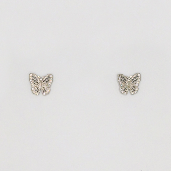 JEWELRY - EARRINGS - SCREW - ZIRCON - BUTTERFLY Е238 - 1.4x1.2cm NICKEL - 1 pair