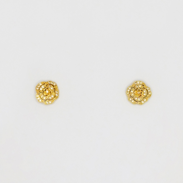 JEWELRY - EARRINGS - SCREW - ZIRCON - ROSE Е182 - 1.3x1.3cm GOLD - 1 pair