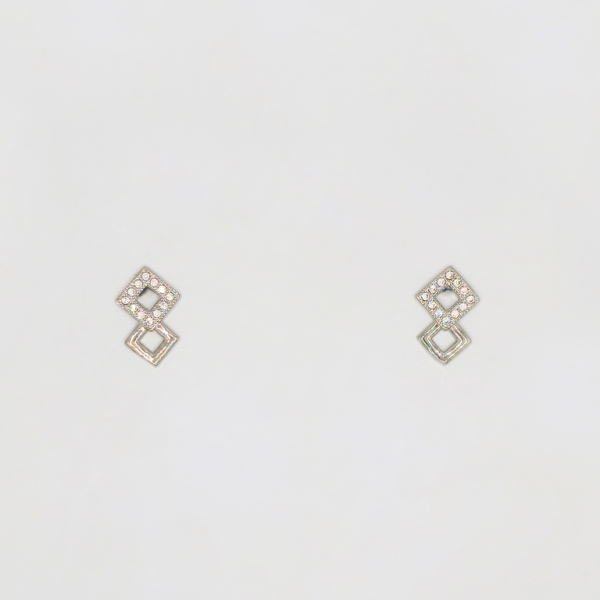 JEWELRY - EARRINGS - SCREW - ZIRCON - RHOMBOID Е263 - 1.0x1.5cm NICKEL - 1 pair