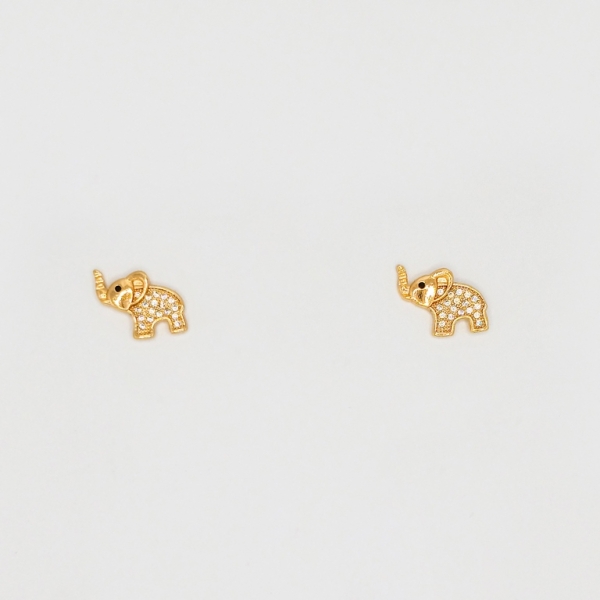 JEWELRY - EARRINGS - SCREW - ZIRCON - ELEPHANT Е232 - 1.4x1.2cm ROSE GOLD - 1 pair