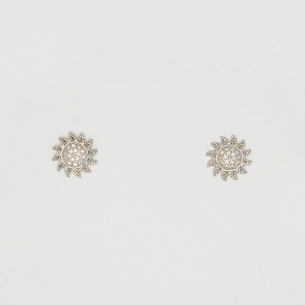 JEWELRY - EARRINGS - SCREW - ZIRCON - SUNFLOWER Е249 - 1.4x1.4cm NICKEL - 1 pair