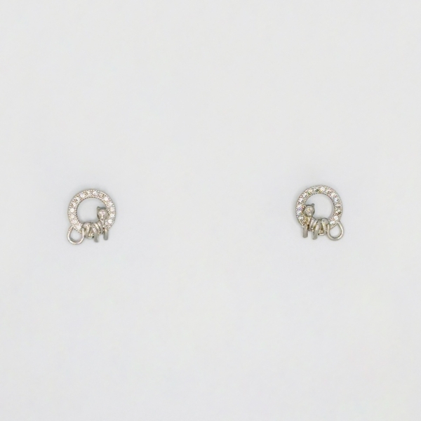 JEWELRY - EARRINGS - SCREW - ZIRCON - TIGER Е201 - 1.2x1.1cm NICKEL - 1 pair