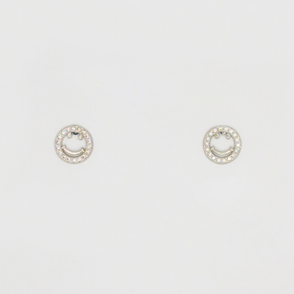 JEWELRY - EARRINGS - SCREW - ZIRCON - SMILE Е255 - 1.3x1.3cm NICKEL - PACKAGE 6 pairs