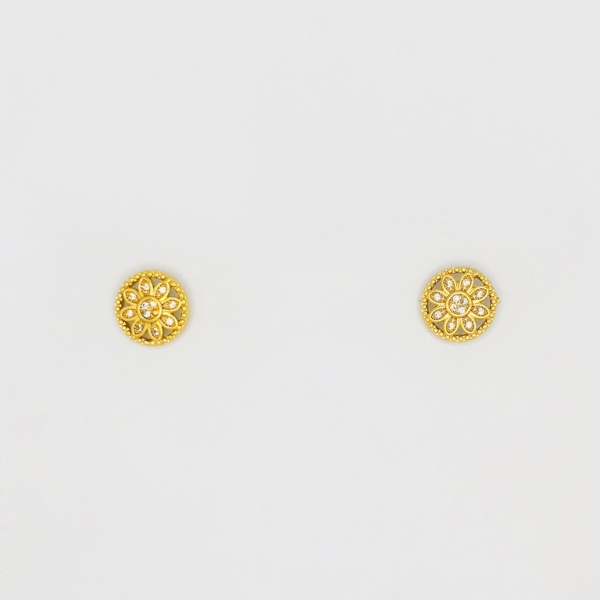 JEWELRY - EARRINGS - SCREW - ZIRCON - FLOWER Е183 - 1.2x1.2cm GOLD - PACKAGE 6 pairs