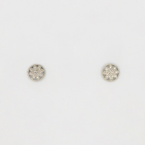 JEWELRY - EARRINGS - SCREW - ZIRCON - FLOWER Е183 - 1.2x1.2cm NICKEL - 1 pair