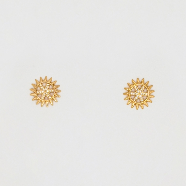 JEWELRY - EARRINGS - SCREW - ZIRCON - FLOWER Е228 - 1.6x1.6cm ROSE GOLD - PACKAGE 6 pairs