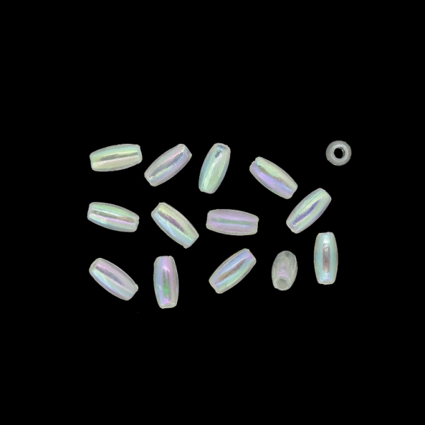 ПРОЗРАЧНИ ПЛАСТМАСОВИ МЪНИСТА С ПОКРИТИЕ - UV - ЕЛИПСА - 6.5х3мм БЯЛО V01 (АВ) - 50 гр. Отвор-1.5мм (1850 бр.)