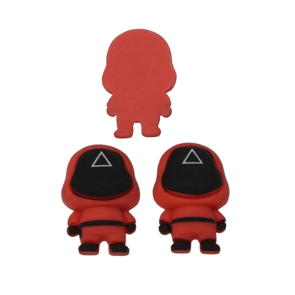 PLASTIC BEADS - RESIN 3D - FOR GLUING - Squid Game 02 Soldier - 19x28x8mm RED (LIGHT) - PACKAGE 30pcs.