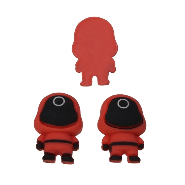 PLASTIC BEADS - RESIN 3D - FOR GLUING - Squid Game 02 Worker - 19x28x8mm RED (LIGHT) - PACKAGE 30pcs.