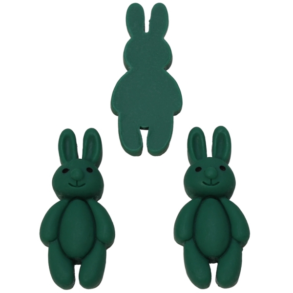 PLASTIC BEADS - RESIN 3D - FOR GLUING - RABBIT 05 - 19x40x10mm GREEN - PACKAGE 25pcs.