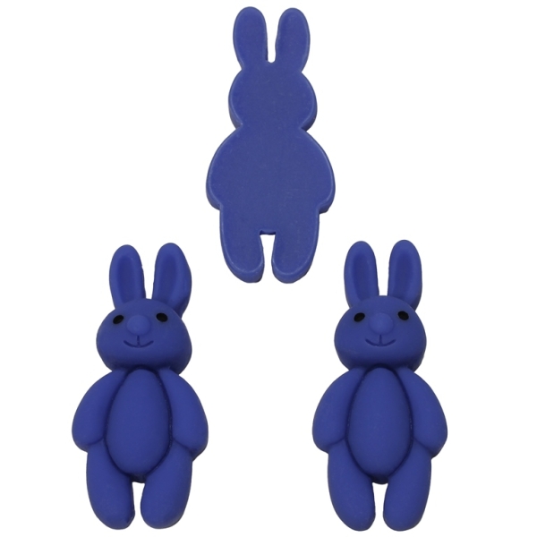 PLASTIC BEADS - RESIN 3D - FOR GLUING - RABBIT 05 - 19x40x10mm BLUE - PACKAGE 25pcs.